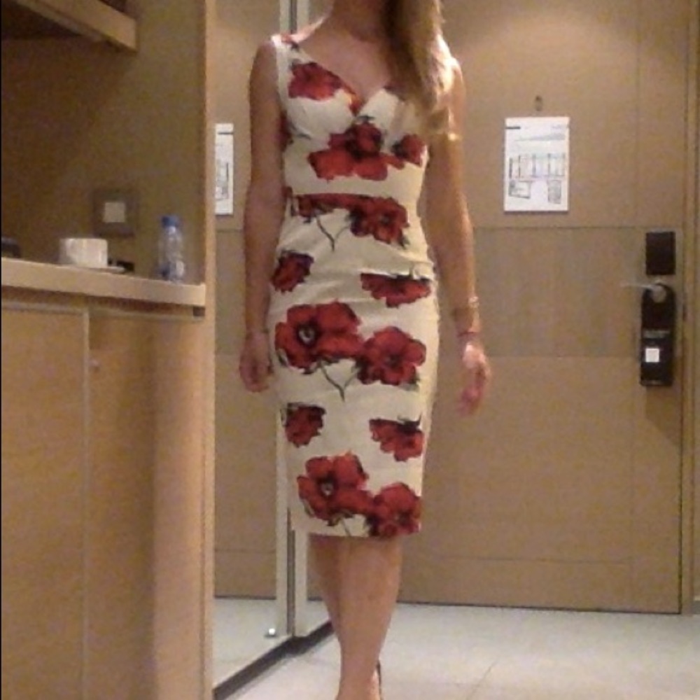 Stop Staring! Pencil dress. Red floral print